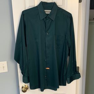 Men’s LS dress shirt by Geoffrey Beene size 16 1/2 x 34/35 and dark green.